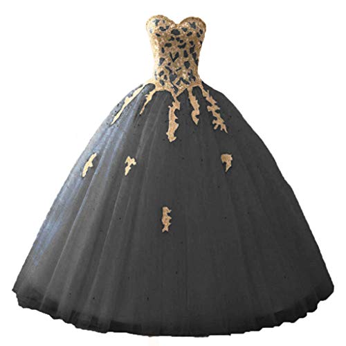 Vantexi Damen Liebsten Spitze Tüll Formellen Abendkleid Ballkleider Lange Brautkleider Hochzeitskleider Schwarz Größe 52 von Vantexi