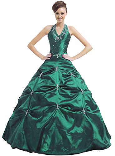 Vantexi Damen TAFT Halfter Ballkleid Partykleid Abschlussballkleider Smaragd Größe 54 von Vantexi
