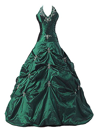 Vantexi Damen TAFT Halfter Ballkleid Promkleider Abschlussball Kleider Smaragd Größe 54 von Vantexi