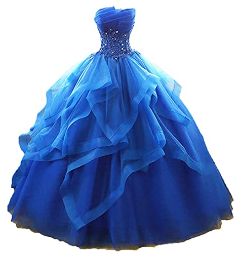 Vantexi Damen Trägerlos Spitze Tüll Abendkleid Ballkleider A-Linie Lange Abschlussballkleid Festkleider Blau Größe 40 Vantexi Damen Trägerlos Spitze Tüll Abendkleid Ballkleider A-Linie Lange Abschlussballkleid Festkleider Blau Größe 40 von Vantexi