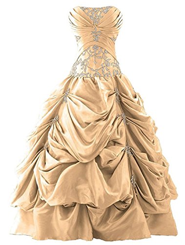 Vantexi Damen Trägerlos Stickerei TAFT Ballkleid Abschlussball Kleid Festkleider Champagner Größe 40 von Vantexi