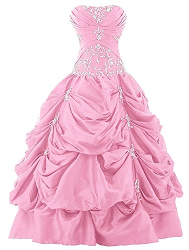 Vantexi Damen Trägerlos Stickerei TAFT Ballkleid Abschlussball Kleid Festkleider Rosa Größe 36 von Vantexi