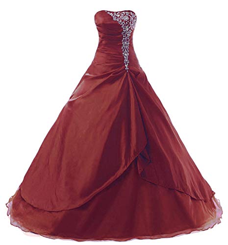 Vantexi Damen Trägerlos Stickerei TAFT Formellen Ballkleid Abschlussballkleid Festkleider Burgund Größe 50 von Vantexi