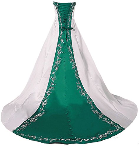 Vantexi Damen Trägerloses Stickerei Brautkleid Hochzeitskleider Elfenbein Teal 34 von Vantexi