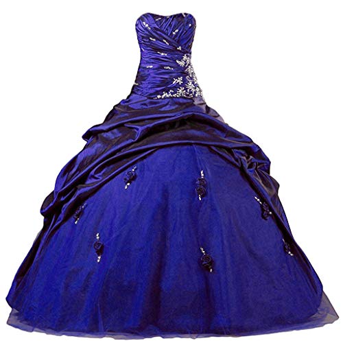 Vantexi Damen Vintage Trägerlos Perlen TAFT Abendkleid Ballkleid Hochzeitskleider Blau Größe 48 von Vantexi