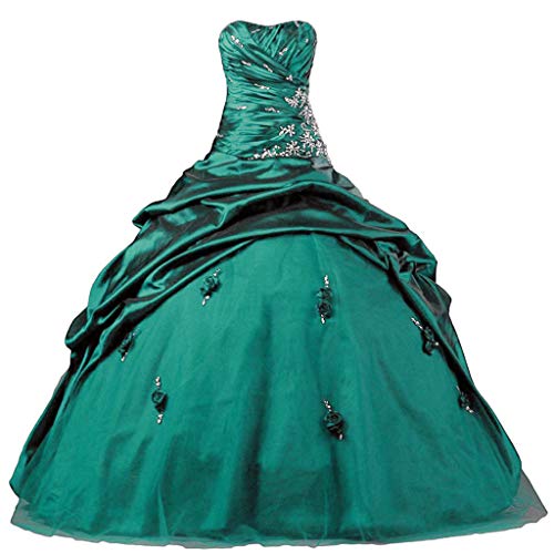 Vantexi Damen Vintage Trägerlos Perlen TAFT Abendkleid Ballkleid Hochzeitskleider Teal Größe 52 von Vantexi