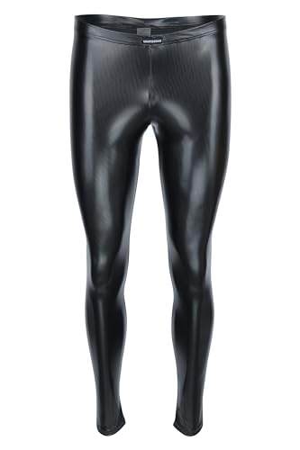 Vantissimo Herren Leggings Made in Germany in Schwarz Lack-Latex-Optik Satin Glanz Kunstleder Hose Leder Meggings Wetlook Lederhose Faux Pant (as3, Alpha, l, Regular, Regular, Schwarz Satin Glanz) von Vantissimo