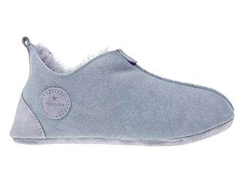 Vanuba Handgemacht Lammfell Hausschuhe Damen Winter Oxford Warme Hausschuhe Geschlossen - Pantoffeln Damen - Hüttenschuhe 41 Aschgrau von Vanuba