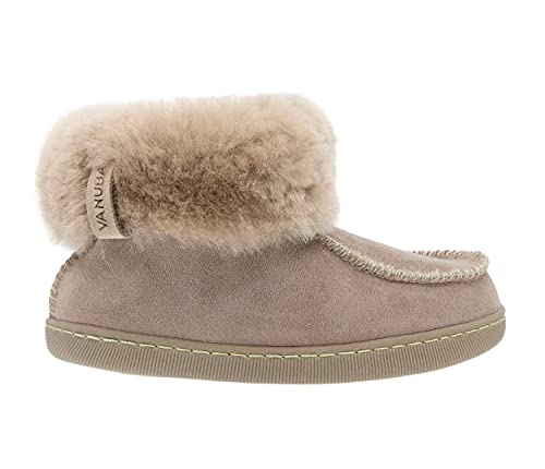 Vanuba - Kinder Hausschuhe Peppin 26 EU, Lammfell Winterschuhe, Baby Schuhe, Junge und Mädchen, Echtleder, Handgefertigt, Warme - Beige von Vanuba