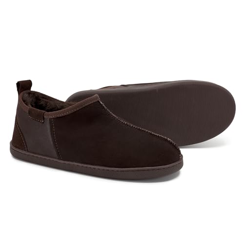 Vanuba - Herren Hausschuhe Dorper 46 EU, Lammfell Winterschuhe mit Auswechselbare Einlegesohle, Warme Winter Schuhe Manner, Echtleder, Handgefertigt - Braun von Vanuba