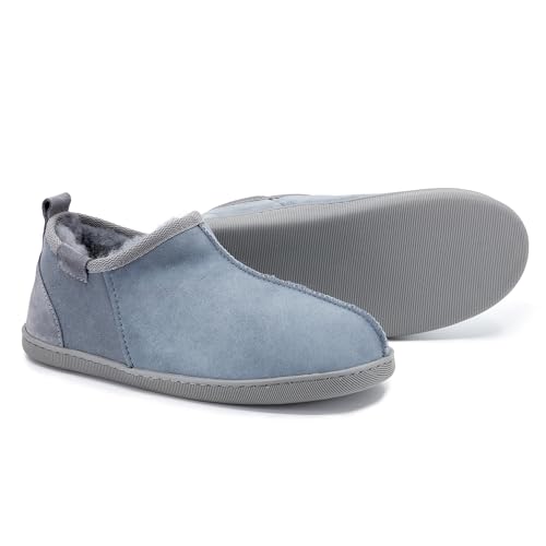 Vanuba Handgemacht Lammfell Warme Hausschuhe Herren Winter Kuschel Pantoffeln Geschlossen Hüttenschuhe Herren Hausschuhe 47 Grau von Vanuba