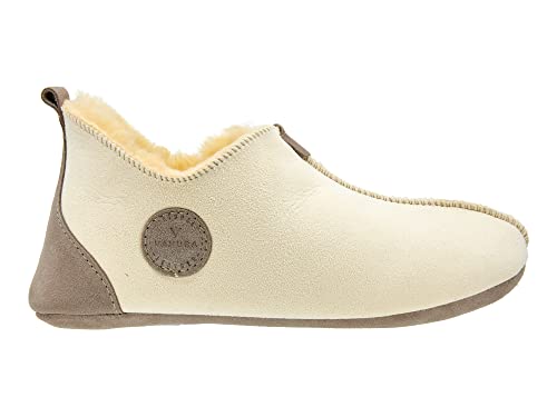 Vanuba - Herren Hausschuhe Oxford Relugan 46 EU, Relugan-Leder, Handgefertigt Bettschuhe aus Medizinischem Lammfell, Echtleder - Beige von Vanuba