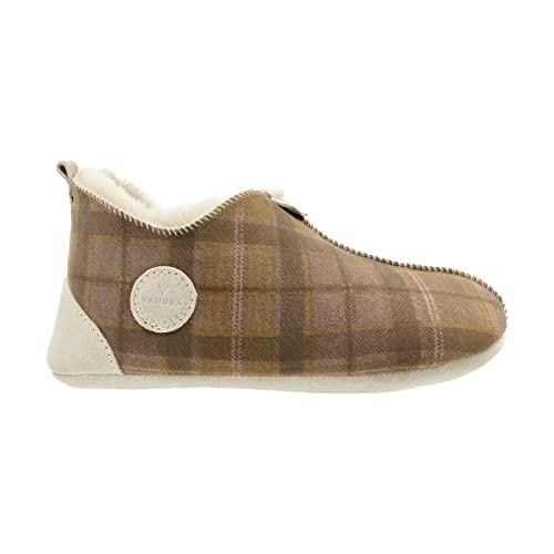 Vanuba - Herren Hausschuhe Oxford Tartan 41 EU, Schottisch Karo, Warm, Weich, Atmungsaktiv, Natürlich, Wildleder, Gepolstert, Schafwolle, Handgemacht - Beige von Vanuba