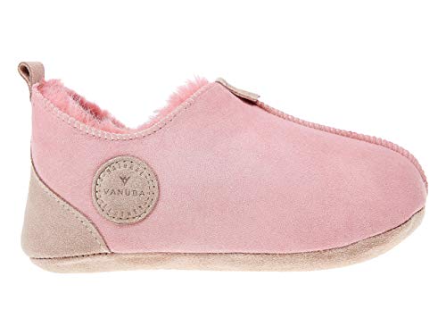 Vanuba - Kinder Hausschuhe Oxford 32 EU, Lammfell Winterschuhe, Baby Schuhe, Junge und Mädchen, Echtleder, Handgefertigt, Warme - Pink von Vanuba