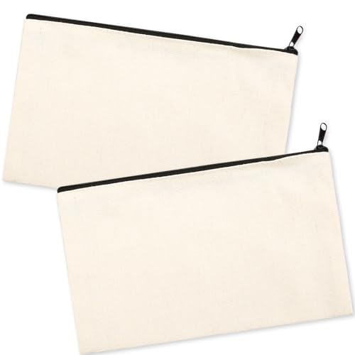 Vanyibro 2 x Federmäppchen, blanko, Leinen, Reißverschluss, für Schule, Schreibwaren und Make-up-Kosmetika, weiß, Federmäppchen Vanyibro 2 x Federmäppchen, blanko, Leinen, Reißverschluss, für Schule, Schreibwaren und Make-up-Kosmetika, weiß, Federmäppchen von Vanyibro