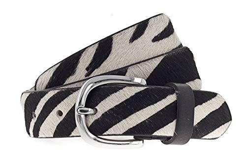 Vanzetti Animal Scouting 30mm Cambered Cow Fur Leather Belt W110 Black/Cream-White Mix - kürzbar von Vanzetti