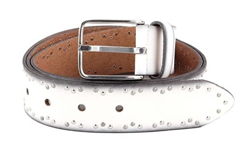 Vanzetti Denim Love 35mm Full Leather Belt W110 White von Vanzetti