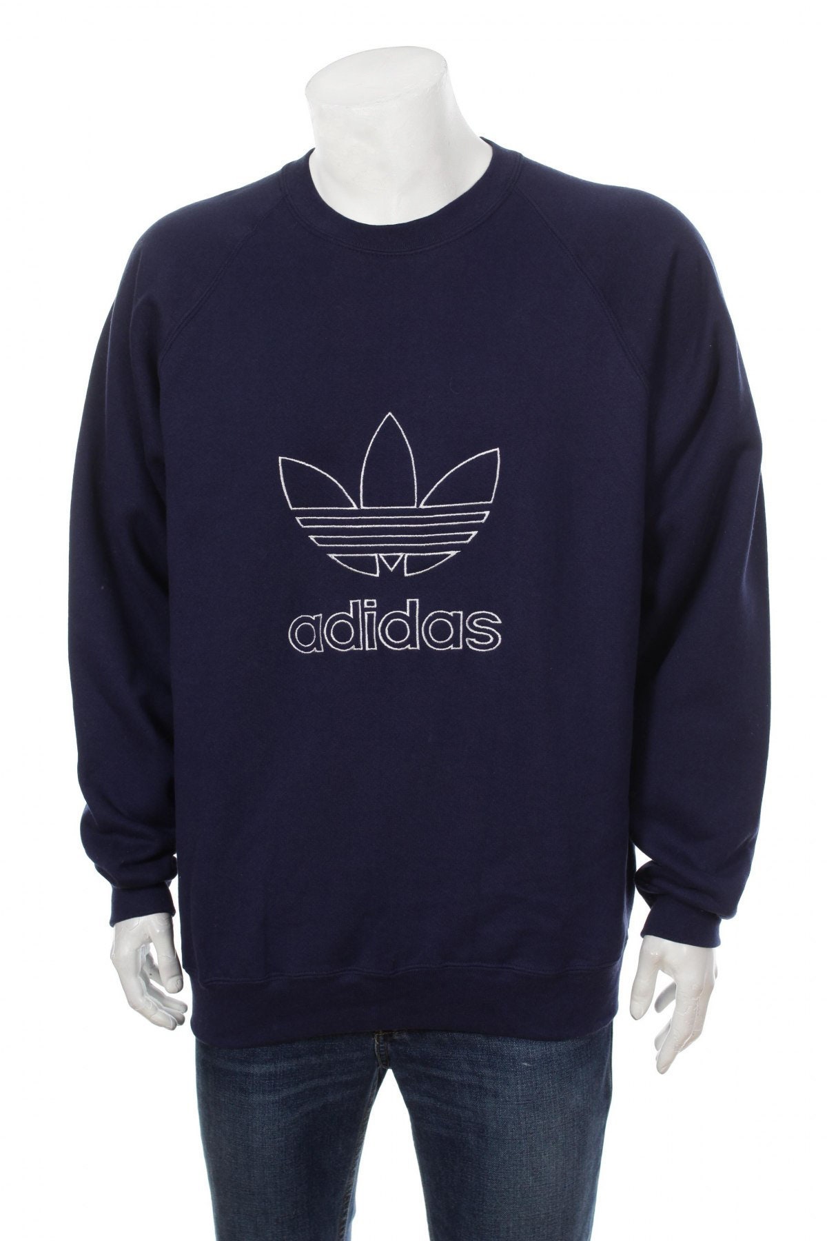 Bnwt Vintage Adidas Trefoil Sweatshirt Großes Logo Spell Navy Blau/Weiß Größe M Oversized von VapeoVintage