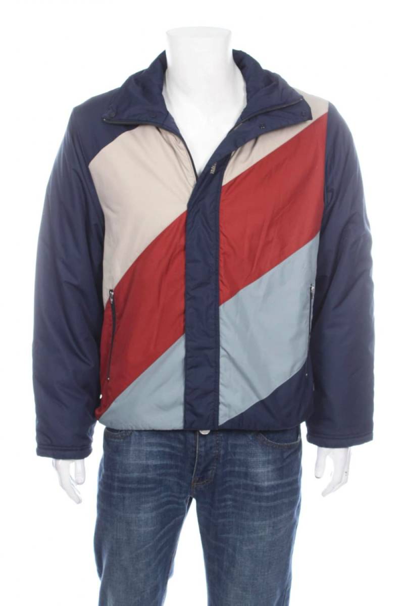 Nike Jacke Gesteppte Multicolor Retro Streetwear Mantel Blau/Beige/Rot Größe M von VapeoVintage