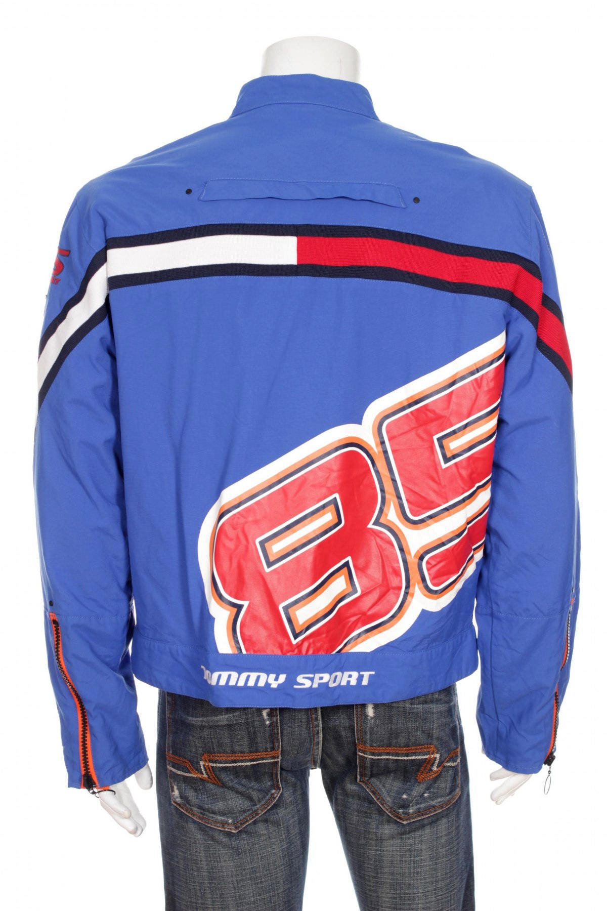 Tommy Hilfiger Windbreaker Tommy Sport Motor Jacke Großes Logo Buch Rot/Rot/Weiß Größe L von VapeoVintage