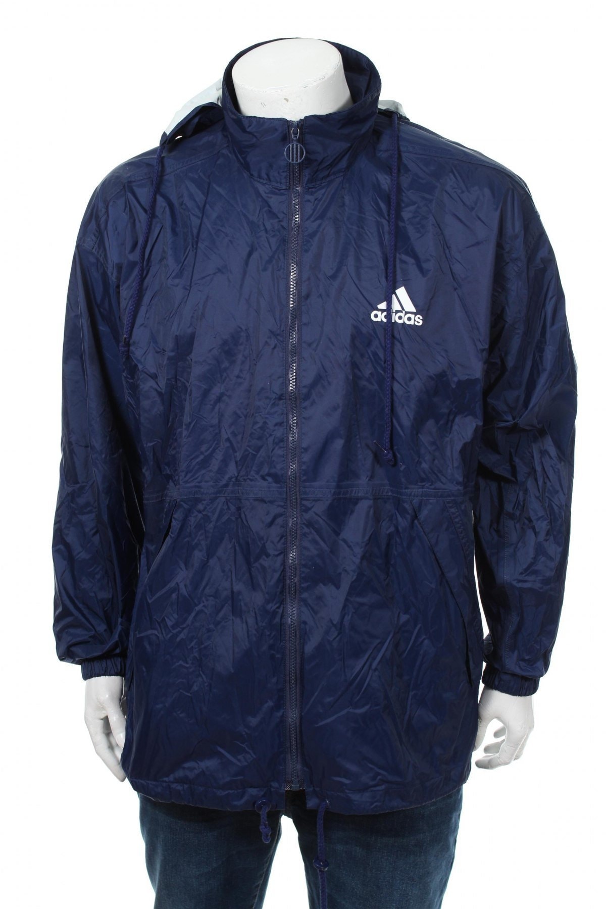 Vintage 90' Adidas Windbreaker Jacke Big Logo Spell Out Blau Gr. M von VapeoVintage