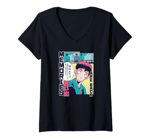Damen Panelkunst im Anime-Manga-Stil — Erinnerungen sind zurück T-Shirt mit V-Ausschnitt Damen Panelkunst im Anime-Manga-Stil — Erinnerungen sind zurück T-Shirt mit V-Ausschnitt von Vaporwave Anime Japanese Art