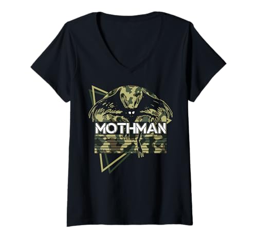 Damen Vaporwave Aesthetic Mothman Cryptozoology USA Flagge Camo T-Shirt mit V-Ausschnitt Damen Vaporwave Aesthetic Mothman Cryptozoology USA Flagge Camo T-Shirt mit V-Ausschnitt von Vaporwave Synthwave Mothman 4th of July Clothing