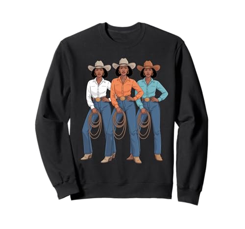 Lustiges schwarzes Cowgirl Spruch Rodeo Schwestern Western Frauen Männer Sweatshirt von Vaquera Squad African Heritage Ranch Culture Mom