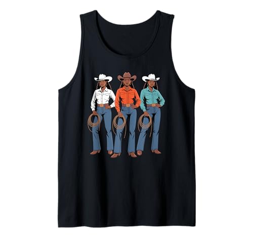 Lustiges schwarzes Cowgirl Spruch Rodeo Schwestern Western Frauen Männer Tank Top von Vaquera Squad African Heritage Ranch Culture Mom