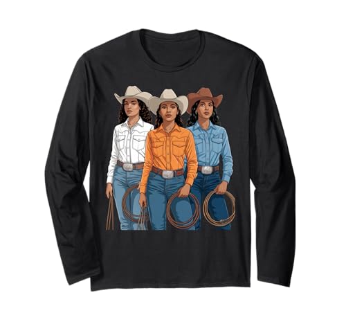 Lustig Latina Cowgirl Spruch Rodeo Schwestern Western Frauen Männer Langarmshirt Lustig Latina Cowgirl Spruch Rodeo Schwestern Western Frauen Männer Langarmshirt von Vaquera Squad Mexican Heritage Ranch Culture Mom