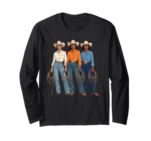 Lustig Latina Cowgirl Spruch Rodeo Schwestern Western Frauen Männer Langarmshirt Lustig Latina Cowgirl Spruch Rodeo Schwestern Western Frauen Männer Langarmshirt von Vaquera Squad Mexican Heritage Ranch Culture Mom