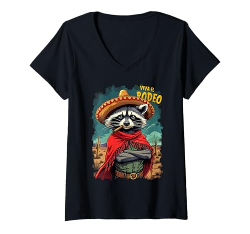 Damen Viva EL Rodeo Vaquero Mexikanisches Rodeo T-Shirt mit V-Ausschnitt Damen Viva EL Rodeo Vaquero Mexikanisches Rodeo T-Shirt mit V-Ausschnitt von Vaquero Mexican Rodeo Viva El Rodeo