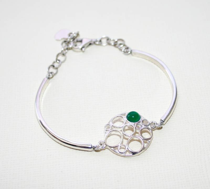 Bubble Armband Mit Grünen Achat Edelstein in Sterling Silber von VaraJewels