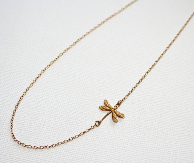 Libellen-Halskette Aus Sterlingsilber | 18K Gelb Vergoldet von VaraJewels