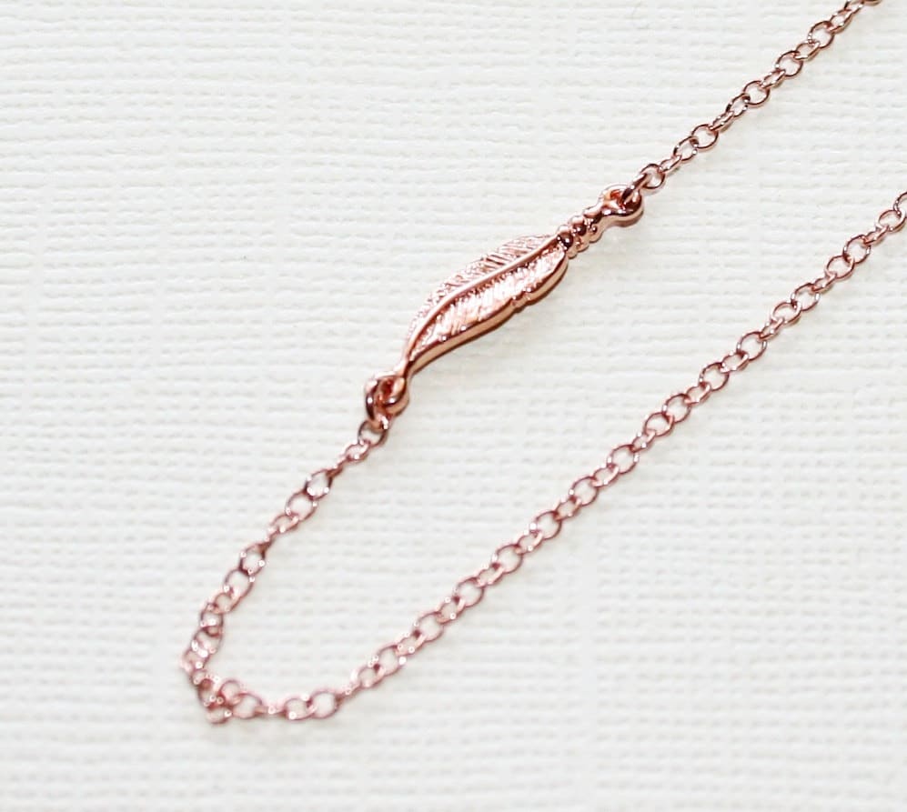 Mini-Feder-Halskette in Sterling Silber | Rose Gold Plating Mini-Feder-Halskette in Sterling Silber | Rose Gold Plating von VaraJewels
