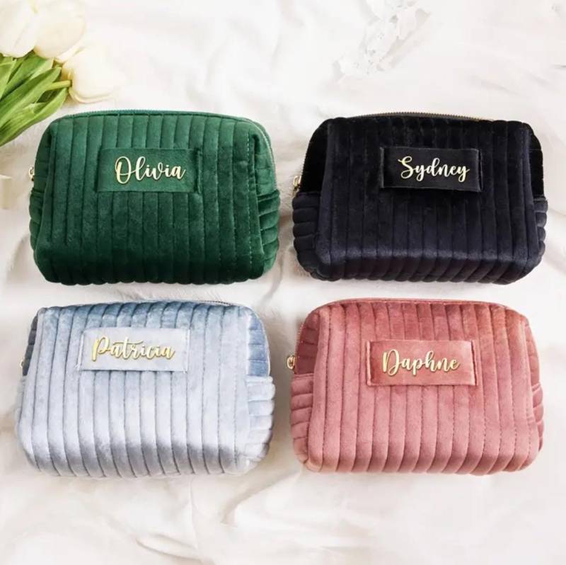 Samt Kord Kosmetiktasche Personalisiert von VariedStickers