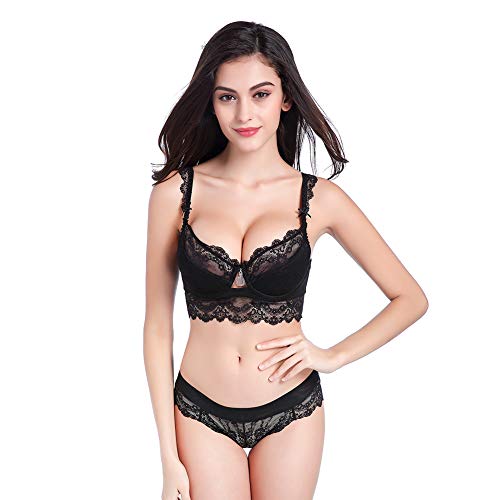 VarsBaby Damen BH Set BH Und String Spitze Trägerloser Abnehmbare Träger Push Up Bügel BH Unterwäsche Lingerie Tanga Dessous Sets von VarsBaby