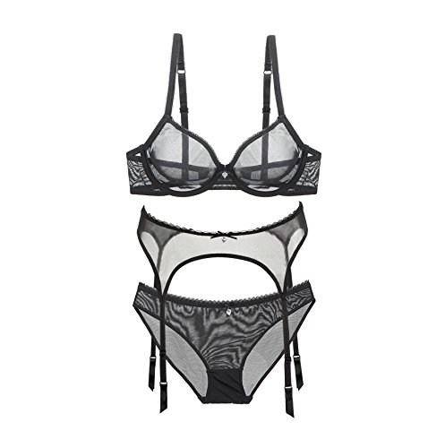 Varsbaby Frauen Transparente Spitze Push Up Transparent Alltag BH, Schwarz7, 85D von VarsBaby