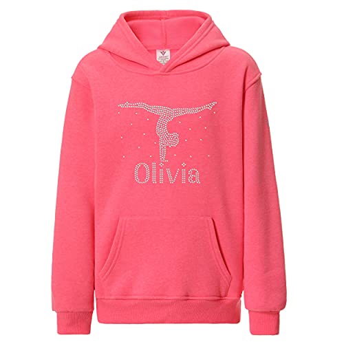 Fuchia 7-8 Girls Hand Stand Gymnastics Personalised Crystallised Hoodie Loetard Jumper Varsany von Varsany