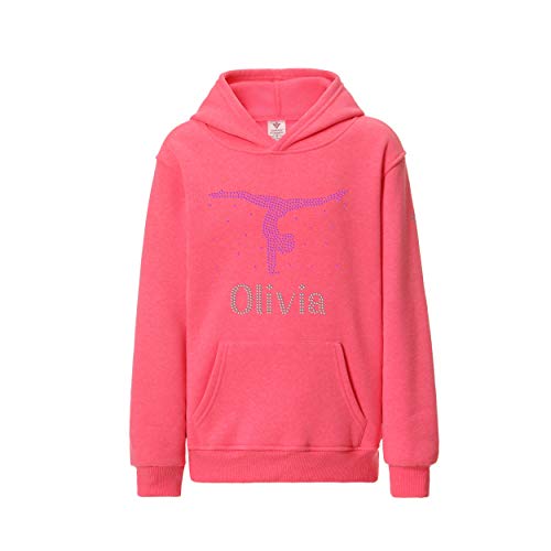 Varsany Kapuzenpullover für Mädchen, personalisierbar, Gymnastik, Handständer, Tanzkleidung, Kinderkleidung, Geburtstag für Kinder, Tanzmädchen, Pink / Hot Pink., 9-10 Jahre von Varsany