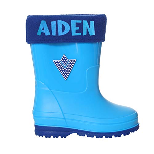 Varsany Personalisierte Gummistiefel für Jungen und Kinder, rutschfest, wasserdicht, Regenstiefel, Kinderschuhe, Kleinkind-Gummistiefel, blau, 20 EU von Varsany