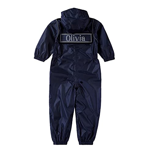 Varsany Personalisierter wasserdichter Kinder-Regenanzug - All in One Puddle Outdoor Outerwear Kids - Wasserdichter Puddle-Anzug für Kinder im Alter von 2-6 Jahren Navy - Strass 5-6 Jahre von Varsany