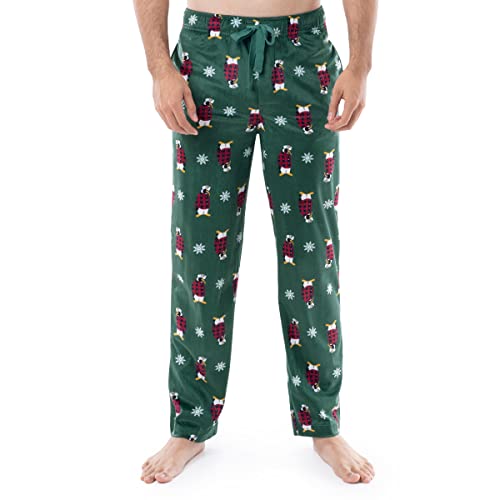 Varsity Herren Lite Touch Schlafhose aus Fleece Pyjamahose, Dunkelgrün/Pinguin, Large von Varsity