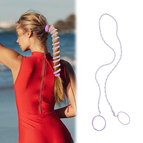Vartegas Haarseil 64CM Elastisches Nylon Haarband Spiral Design Sport Schwimmen Alltag Damen Haargummi Sicherer Halt Wasserdicht (D) von Vartegas
