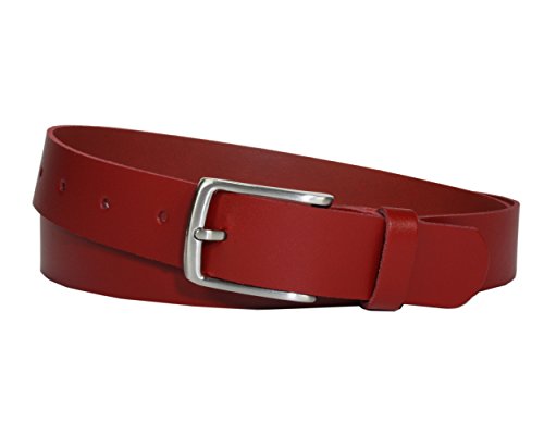 Vascavi Ledergürtel echt Leder, 3 cm breit und ca. 0.25 cm stark, Gürtel, Anzugsgürtel, Hüftgürtel, Jeansgürtel, Made in Germany (100 cm Gesamtlänge 110 cm, Rot) von Vascavi