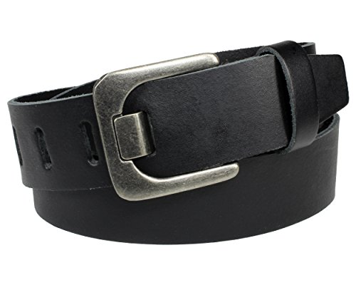 Vascavi Ledergürtel Herren Damen echt Leder Gürtel Jeansgürtel schwarz | 4 cm breit und 0.3 cm stark | Made in Germany real leather men belt unisex (110 cm Gesamtlänge 125 cm) von Vascavi