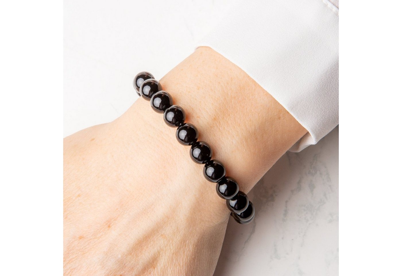 Vascavi Armband Black Onyx Stone Edelstein, Made in Germany, Naturstein, Chakrastein, 6 mm oder 8 mm von Vascavi