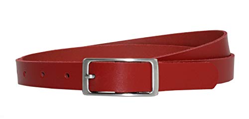 Vascavi Ledergürtel, 2 cm breit, Made in Germany, echt Leder Gürtel für Damen, als Hüftgürtel, kürzbar (105 cm Gesamtlänge 115 cm, Rot) von Vascavi