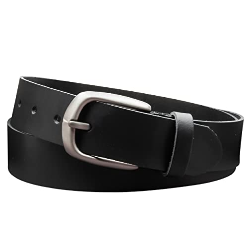 Vascavi Ledergürtel, 3,5 cm breit, Echtes Leder, Unisex Gürtel für Damen und Herren, MADE IN GERMANY, AM417-SL-Schwarz-110 von Vascavi