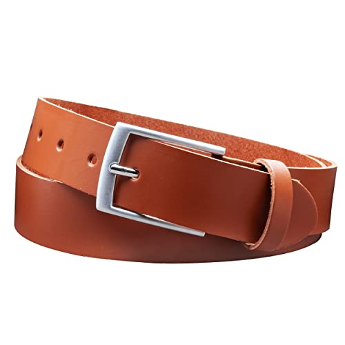 Vascavi Ledergürtel, 3,5 cm breit, Echtes Leder, Unisex Gürtel für Damen und Herren, MADE IN GERMANY, AM421-SL-Cognac-90 von Vascavi